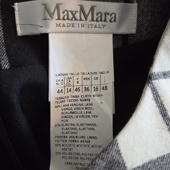 MaxMara Women's Wool Plaid Fall Winter Midi Sleeveless Professional Dress Sz 14 - Picture 16 of 16